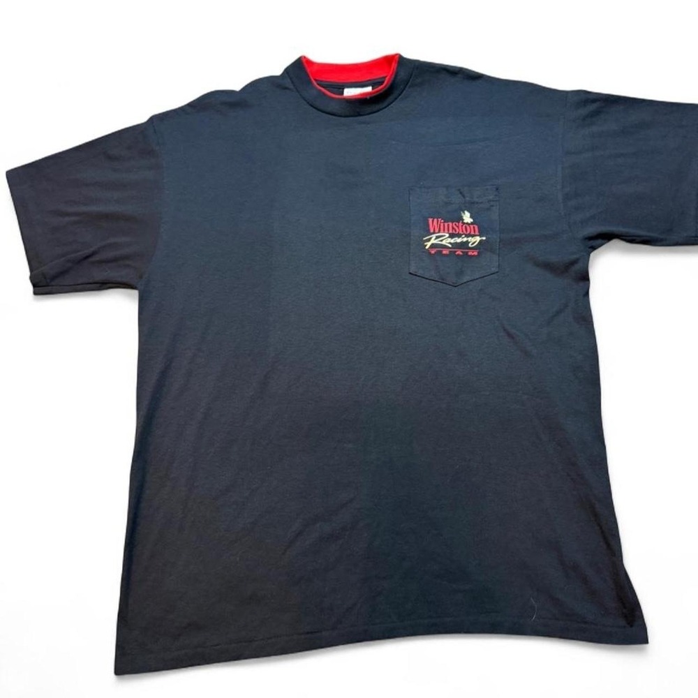 Vintage 1990s Winston Racing Team NASCAR Pocket T-Shirt Black XL USA Made